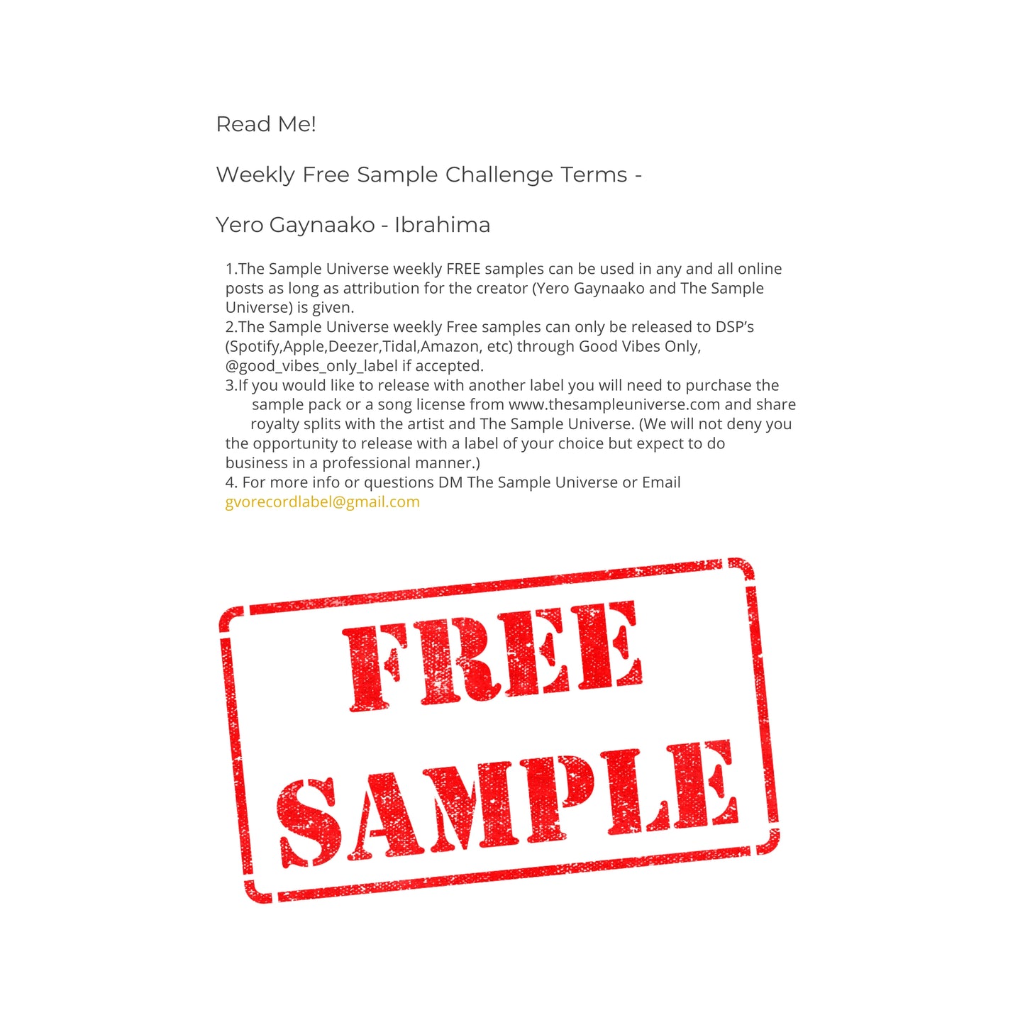 Weekly FREE Sample Challenge #4 [Yero Gaynaako]